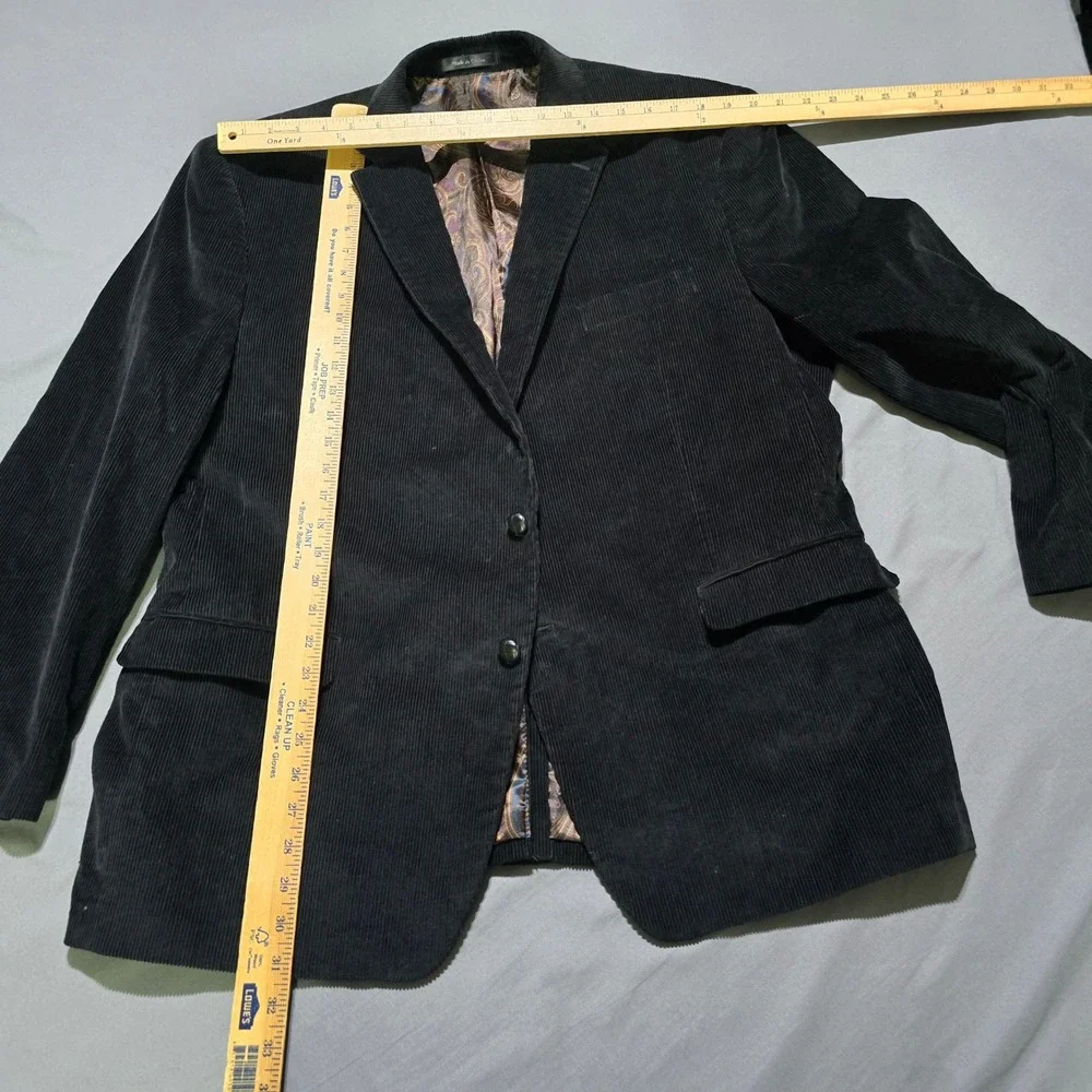 Lauren Ralph Lauren Corduroy Blazer Mens 50R Black Paisley Lined Sport Coat